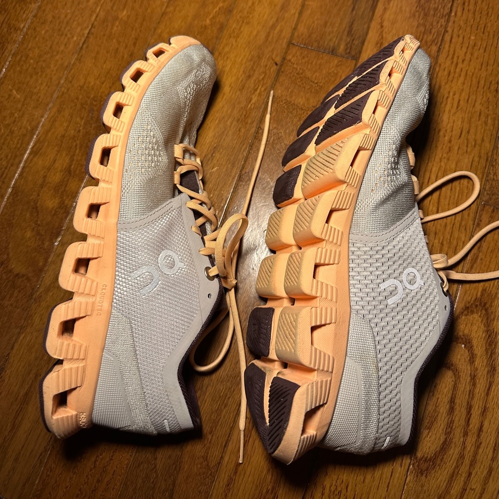 On Cloud X 2.0 Gray Orange Sneakers Running Shoes Women's Sz 8.5 - Picture 5 of 6